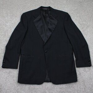 Jos. A. Bank Blazer Mens 42L Black 100% Wool 1 Button Single Vent Sports Jacket
